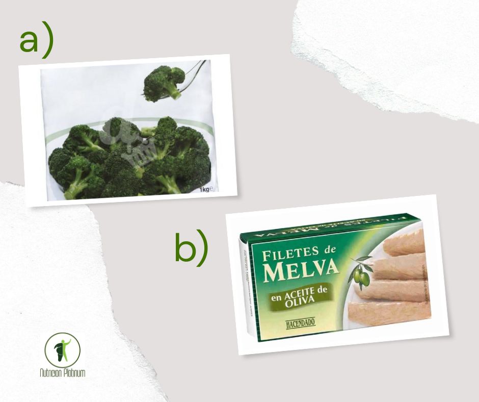 Brocoli cocinado con Melba  en conserva.